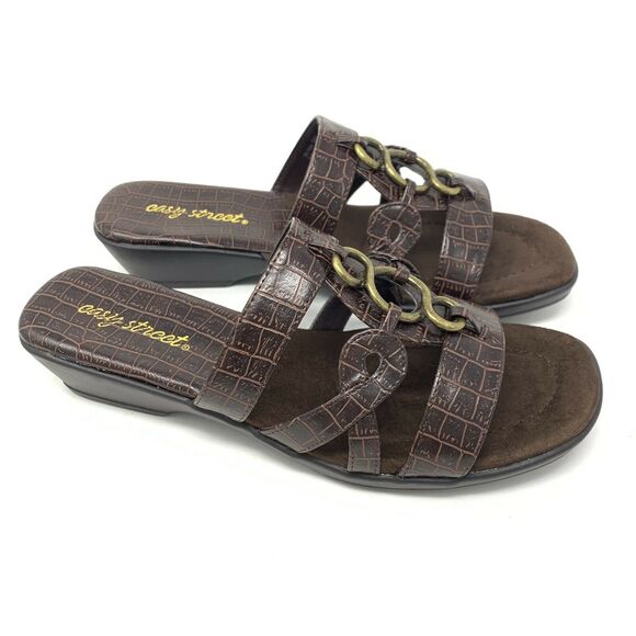 Easy Street Torrid Sandals Brown Faux Leather Size 9M - Picture 4 of 11